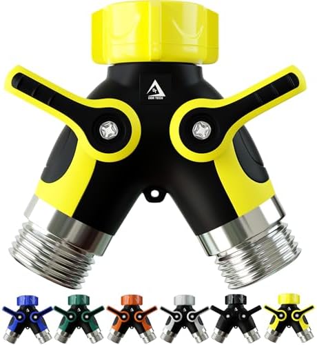 DBR Tech® Hose Splitter 2 Way, Heavy Duty Metal Connector, Two Way Garden Hose Splitter, High Flow Spigot Faucet Bib Adapter