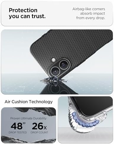 Spigen for iPhone 17 Case, Liquid Air [TPU Covered Camera Control] [No Magnet Ring] [Military-Grade Protection] - Matte Black