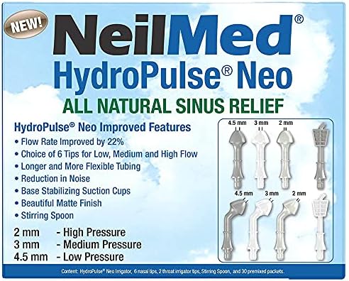 NeilMed HydroPulse Neo. Multi-Speed Electric Pulsating Nasal Sinus Irrigation System with 30 Sinus Rinse Premixed Packets.