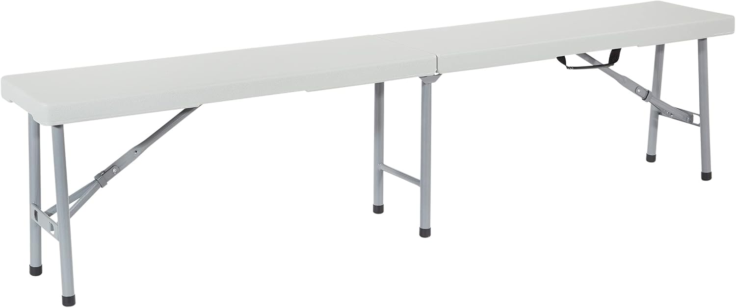 Office Star Resin Furniture for Indoor or Outdoor Use, Single, Fold in Half 6 Foot Bench
