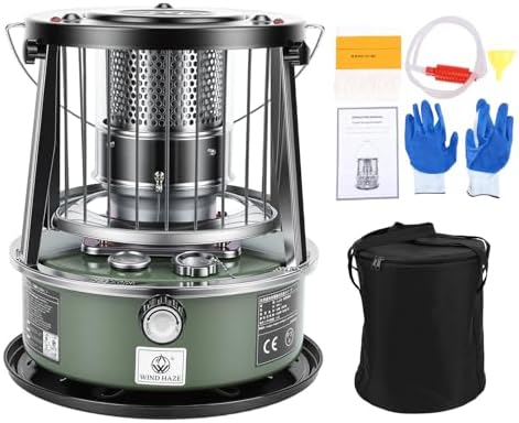Zunate Portable Kerosene Heater Indoor 2.6KW, Non Electric 2 in 1 Stove with 5.2L Tank, Adjustable Height, Stainless Steel