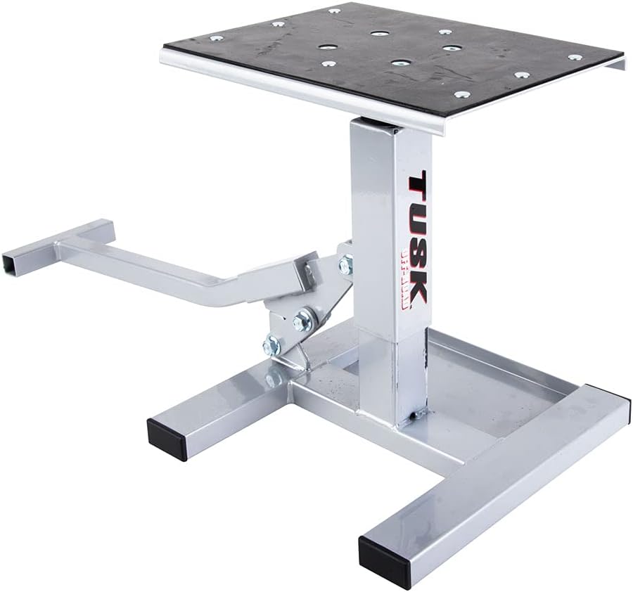 Tusk Adjustable Dirt Bike Motorcycle Lift Stand – Height Adjustable Maintenance Stand for Off-Road and Motocross Service
