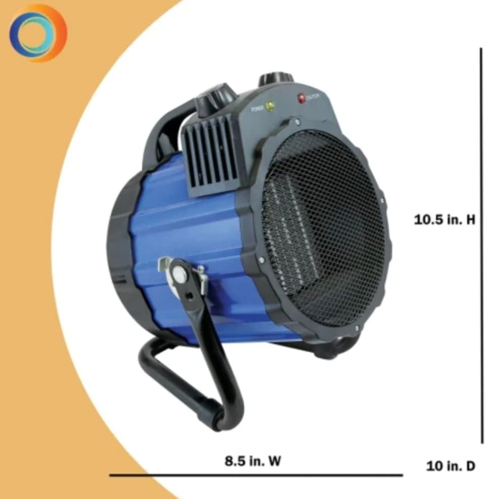 Comfort Zone 1, 500W Electric Ceramic Garage, Workshop Utility Space Heater with Pivot Cradle Base, Adjustable Thermostat, Durable Metal Frame