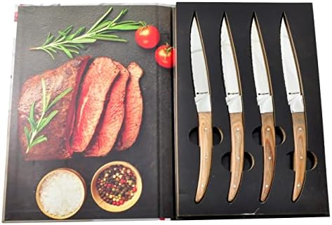 Porterhouse 4-Piece Steak Knife Set with Light Wood Handle