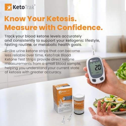 KetoTrak Blood Ketone Test Strips, 50 Count for Ketone Monitoring