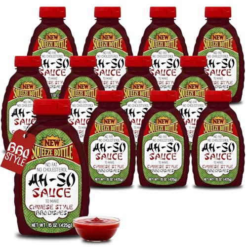Ah-So Chinese-Style BBQ Sauce, Red Rib 15 oz Squeeze Bottle – Sweet & Tangy Spare Rib Marinade and Glaze for Pork, Chicken & Wings; Classic Takeout Flavor, Ready to Use.