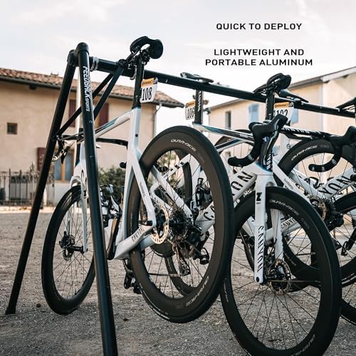 Feedback Sports A-Frame Portable Bike Storage Rack with Travel Bag, Black | Hangs up to 8 bikes for events and team pits