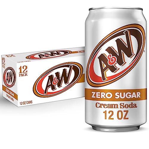 A&W Zero Sugar Root Beer Soda, 12 fl oz cans, 12 count