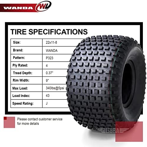 One New WANDA ATV Tire 22X11-8 22x11x8 4PR P323 - 10032