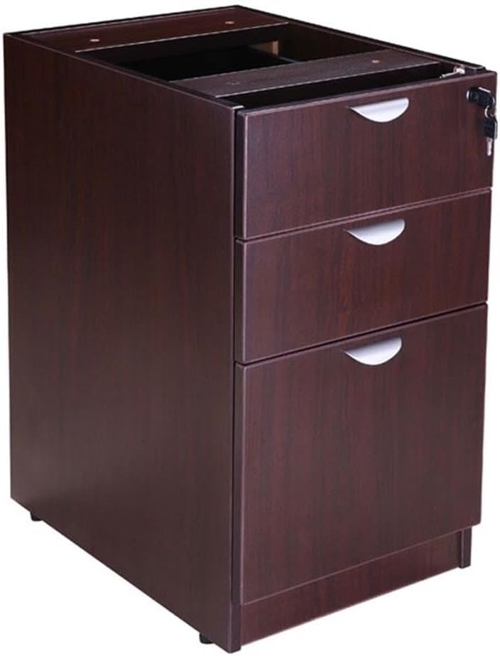 Boss Office Products Belarus Executive U-Shape Curved Bow Desk with Hutch and File Storage Pedestal, 71", Mocha
