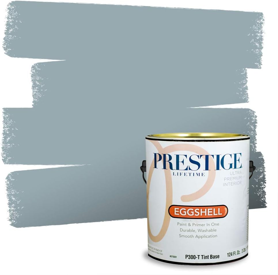 PRESTIGE Paints E100-T-SW6241 Exterior Paint and Primer in One, 1-Gallon, Flat, Comparable Match of Sherwin Williams Aleutian, 1 Gallon, SW18-Aleutian