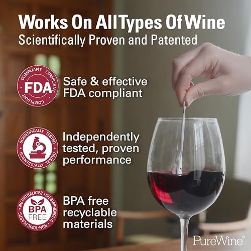 PureWine The Wand Wine Purifier, Removes Histamines & Sulfites - 8 Wands | Wine Wand Filters Before You Drink; Remove Sulfites & Histamines; Helps Wine Allergies & Headaches. Purifies 3 glasses/wand