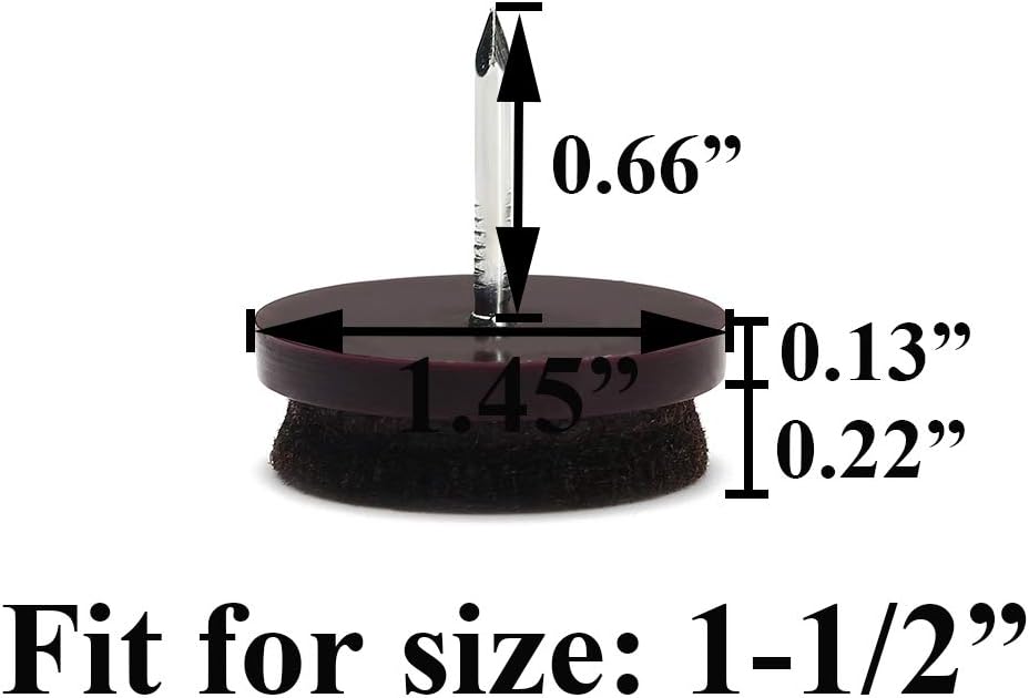 Furniture Felt Pads Nail-on Heavy Duty Felt Pad Chair Sliders Round Chair Leg Floor Protectors 1" Furniture Leg Protector 24 Pack