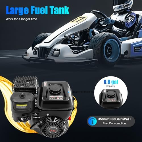 Gas Engine, 7.5 HP Horizontal Shaft 212CC 4-Stroke Engine, 3600 RPM with 20 mm Shaft – for Farm Machinery, Garden Equipment, Tillers
