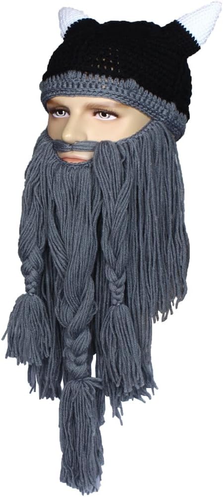 Creative Barbarian Knit Beard Hat Funny Knit Cap Wig Beanie Hats