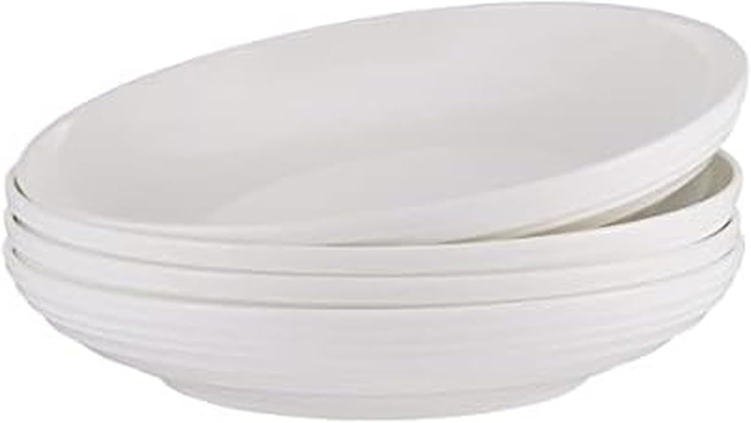 Mikasa Trellis Bone China 9-Inch Pasta Bowls Set of 4, Lightweight, Chip-Resistant White Porcelain, Dishwasher and Microwave Safe
