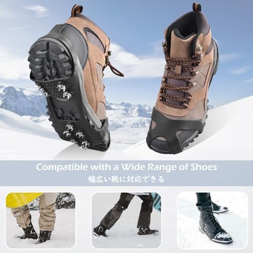 Ice Cleats for Shoes and Boots Anti Slip Ice Grips Snow Crampons Traction Cleats Hiking Fishing Walking Gear
