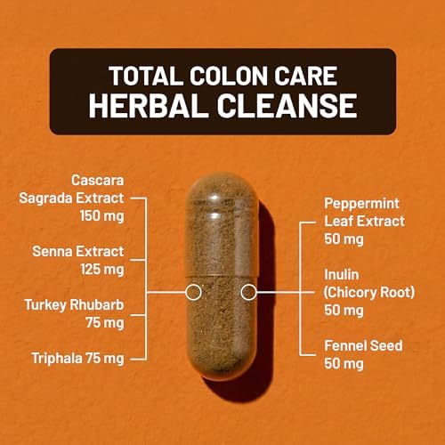 Naturewise Total Colon Care Herbal Cleanse - With Prebiotics, Botanicals, & Antioxidants - for Regular Bowel Movement, Digestion, Gut Health - Vegan