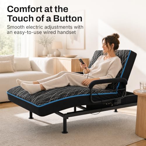 Smart Flex SmartLift SF1500 Twin XL Adjustable Bed Frame with Head Tilts | Electric metal frame, 600-lb. lift capacity, head and foot articulation. Motorized, Modern style, fits a Twin XL mattress.