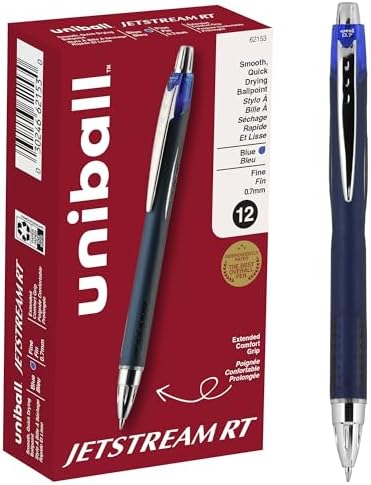 uniball™ Jetstream RT Ballpoint Pens, Black Ink, 0.7mm Fine Point, 3 Count | Retractable, Smooth Writing, Quick-Drying, Smear-Resistant, uni Super Ink™
