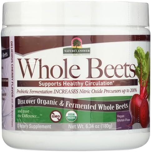 Nature's Answer Whole Beet Root Powder | Organic & Fermented | Great Tasting Cherry Flavor | Supports Circulatory Health & Endurance | Helps