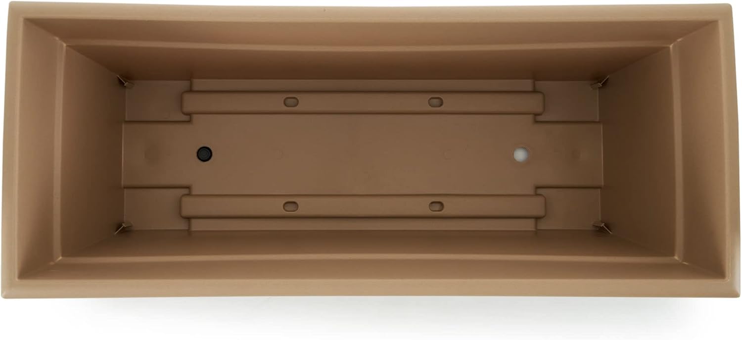 The HC Companies Romana Planter Box, 28 Inch, Clay, 1-Pack | Plastic, Drainage Plug, Lightweight, UV-Resistant, for Garden, Patio, Balcony & Fence