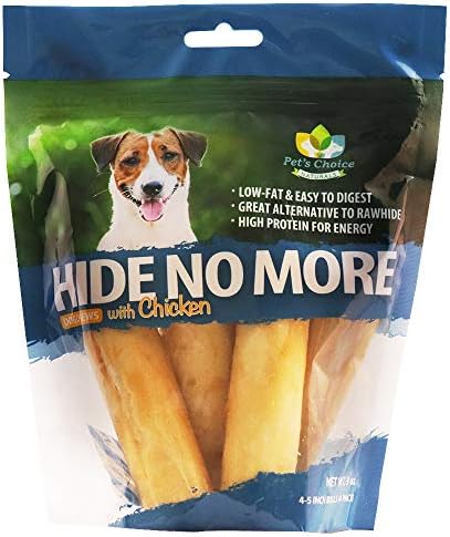 Pet’s Choice Pharmaceuticals HideNoMore, Rawhide Free Chicken Chew Treats for Dogs, 4-5" 4 ct