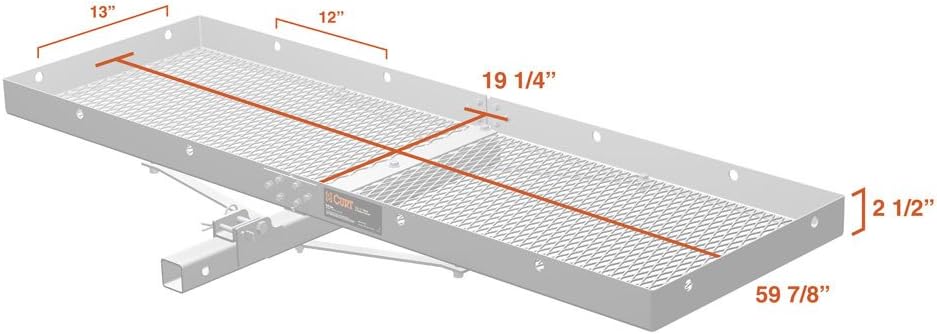 CURT 18100 Tray-Style Trailer Hitch Cargo Carrier, 500 lbs. Capacity, 60-Inch x 19-Inch, Fits 2-Inch Receiver