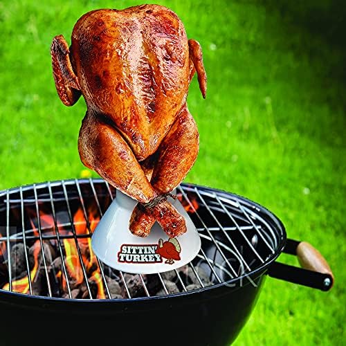 COOK'S CHOICE Sittin' Chicken Reusable Ceramic Beer Can Roaster & Steamer | Vertical Chicken Roaster Stand for Grill, Oven & Smoker - Flavor Infuser for Marinades, Beer & Sauces - Summer BBQ Essential