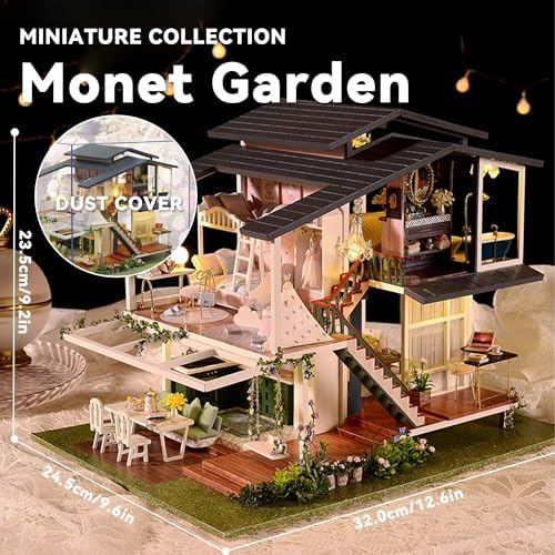 Flever Dollhouse Miniature DIY House Kit Manual Creative with Furniture for Romantic Artwork Gift (Perfect Time Apartment)