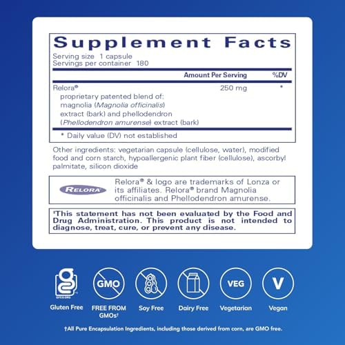 Pure Encapsulations Relora | Hypoallergenic Supplement Promotes Healthy Cortisol and DHEA Production and Moderates Occasional Stress* | 60 Capsules | Supports Healthy Cortisol and DHEA Production and Moderates Occasional Stress*, Hypoallergenic Supplement