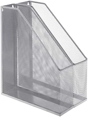 MyGift Wire Mesh Wall Mounted or Freestanding Document Rack, Magazine and File Holder, Set of 2, Black
