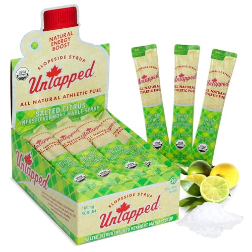 UnTapped Vermont Maple Syrup Packets for Athletes, Box of 20-0.96 Fl Oz | Organic Pure Maple Syrup for Natural Endurance Energy | Fuel to Keep You Running Longer