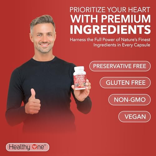 Healthy Heart - Healthy Cholesterol Circulation & Blood Pressure - 60ct | Fights Plaque, Supports Normal LDL & HDL, Artieries, Circulation, Contains CoQ10, Beet Root, Garlic, Olive Leaf And More