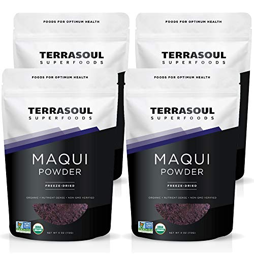 Terrasoul Superfoods Organic Maqui Berry Powder, 4 Oz, Freeze-Dried, Antioxidant-Rich Superfood for Smoothies, Desserts, and Immune Support