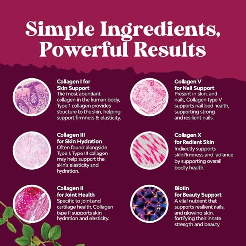 Advanced Multi Collagen Complex - Ageless Multi Collagen Peptides Supplements with Type 1 2 3 5 & X & Biotin for Hair