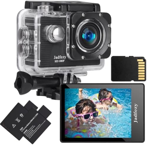 Action Camera FHD 1080P 12MP, 98FT/30M Underwater Waterproof Camera with 2 Batteries