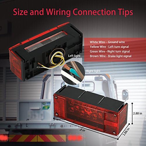 Wellmax LED Boat Trailer Lights, Submersible Marine Waterproof Tail Lights | 12V Tail & Turn Signal, DOT Compliant, Sealed Acrylic Lens