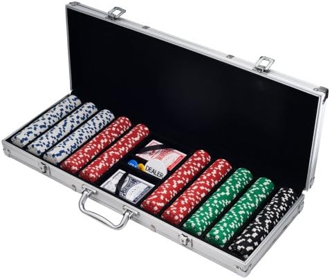 Poker Chip Set - 11.5g Poker Set with Cards, Buttons, Carrying Case, and 500 Chips for Texas Hold'em and Blackjack Games by Trademark Poker