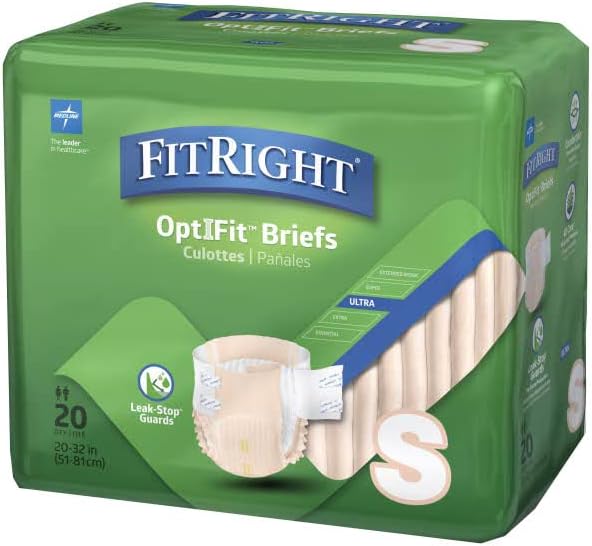 FitRight Ultra Adult Diapers, Disposable Incontinence Briefs, Leak-Proof Diaper, Absorbent Briefs For Men and Women, Maximum Protection, Medium, 32 – 44 in, 20 briefs per bag