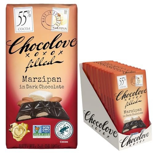 Chocolove Salted Caramel Chocolate Bars | 55% Cocoa | Silky Caramel with a Hint of Salt | Made with Premium Chocolate | Non-GMO, & Gluten-Free, 3.2 oz Bar (10 Pack)