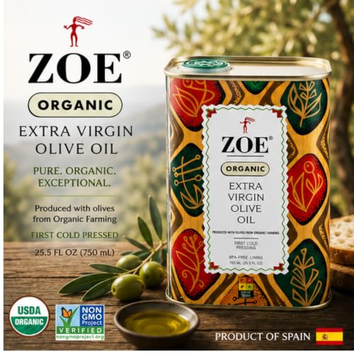 ZOE Extra Virgin Olive Oil 3L (101.4 fl oz) | Freshly Harvested, First Cold-Pressed | High Polyphenol, Hand-Selected Olives from Spain | Fruity Flavor, Rich Aroma | BPA-Free Tin