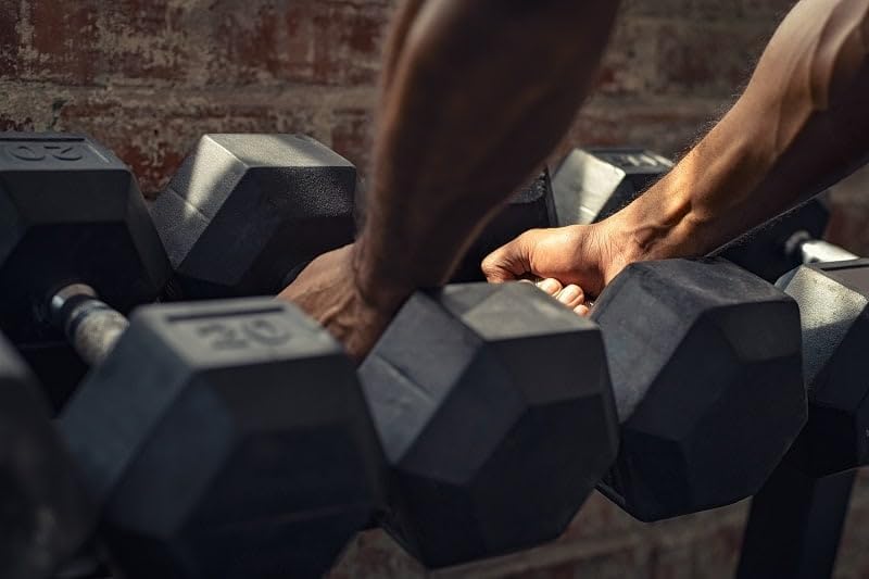 Rubber Encased Hex Dumbbell with Knurled Alloy Material Non-slip Handle, Basic Professional Dumbbell
