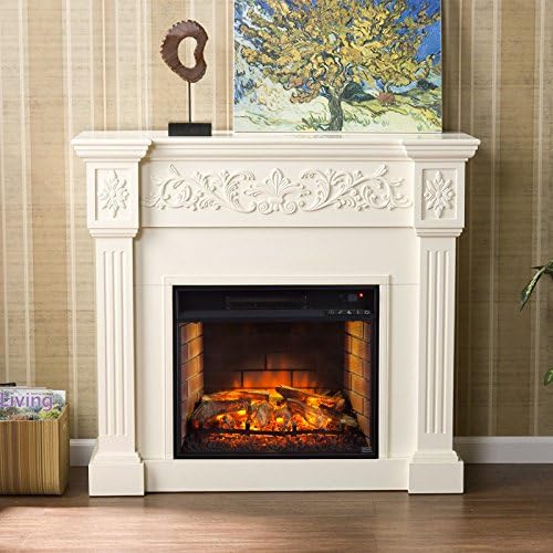 SEI Furniture Southern Enterprises Calvert Carved Electric Fireplace, Espresso Finish