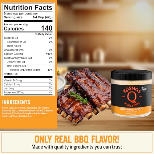 Kosmos Q Reserve Blend Brisket Injection, Premium Beef BBQ Marinade for Tender & Juicy Brisket, Phosphate-Enhanced for Moisture Retention, Competition-Grade Seasoning, Gluten Free, 16 Oz Jar