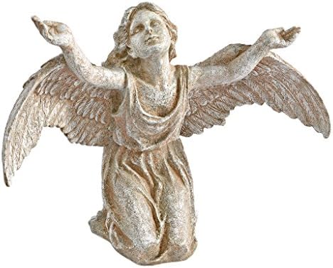 Design Toscano In Grace Girl Child Angel Memorial Indoor/Outdoor Garden Statue, 14 inches wide, 24 inches tall, Cast Stone Resin, Antique Stone Finish