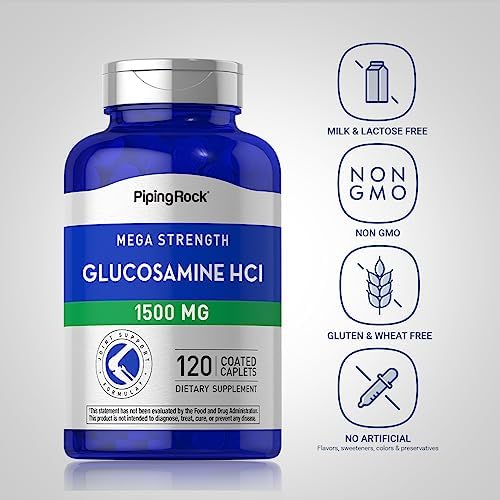 Piping Rock Glucosamine HCL 1500mg | 120 Caplets | Mega Strength | Non-GMO & Gluten Free Supplement
