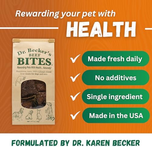 Dr. Becker's Original Beef Bites | Grain Free Liver Training Treats for Dogs & Cats, 5 oz (Pack of 3)