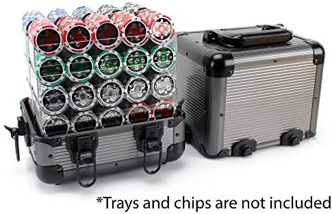 Versa Games 1000pc Deluxe Poker Chip Case Carrier in Gray Color - Ultimate Poker Chip Carrier