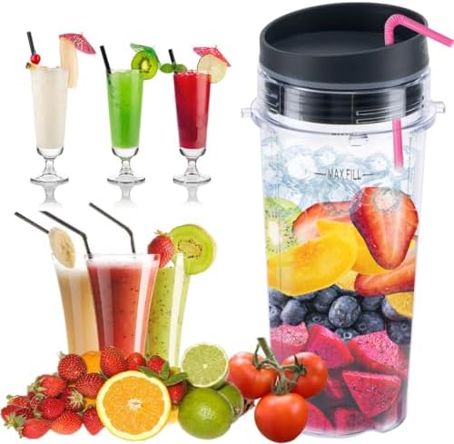 Replacement16oz Blender Cup for Ninja,Single Serve Blender Cup With Lids Set For BL770 BL780 BL660 BL740 BL810 Nutri Ninja Series Blenders (2-pack)